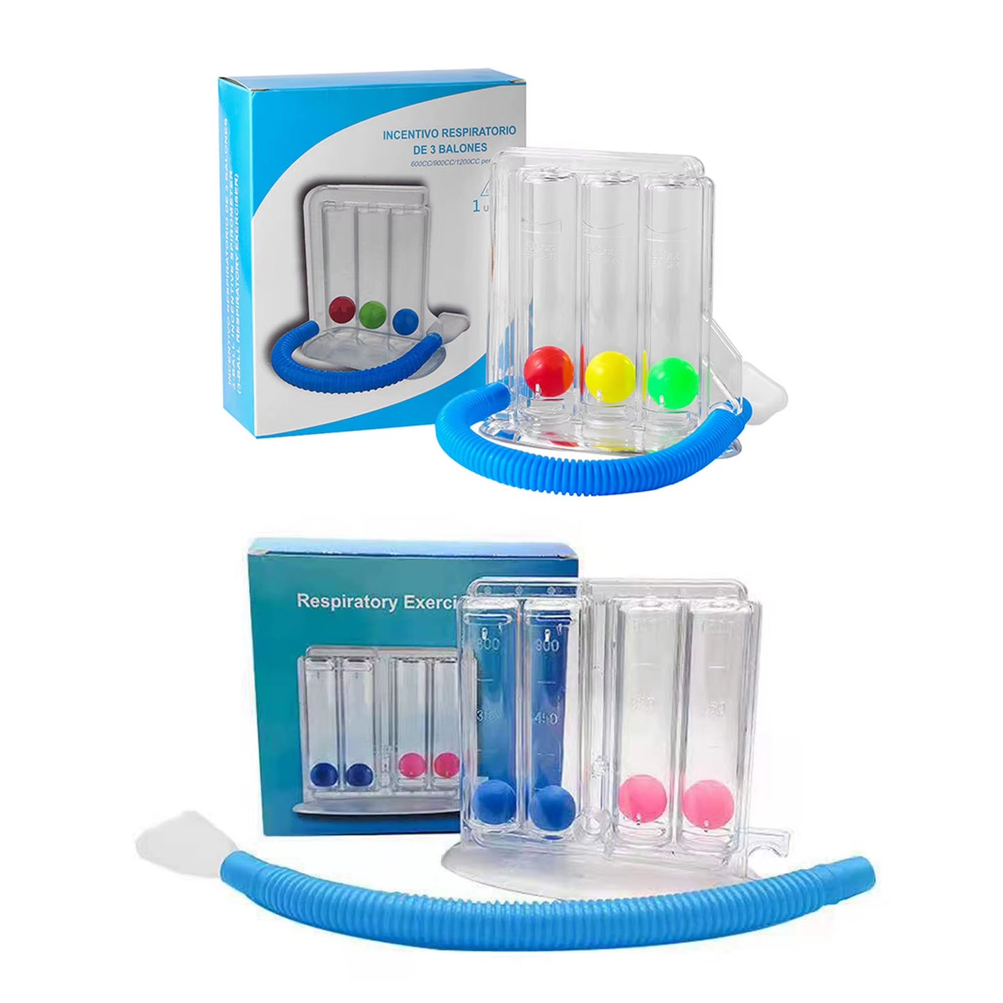 3/4 Balls Breathing Trainer Lung Function Improvement Trainer Respiratory Spirometry Breath Exerciser Measurement Tools