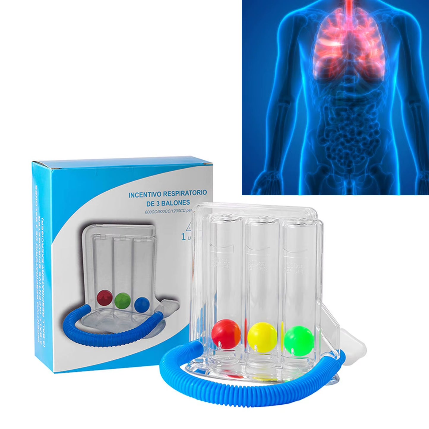 3/4 Balls Breathing Trainer Lung Function Improvement Trainer Respiratory Spirometry Breath Exerciser Measurement Tools