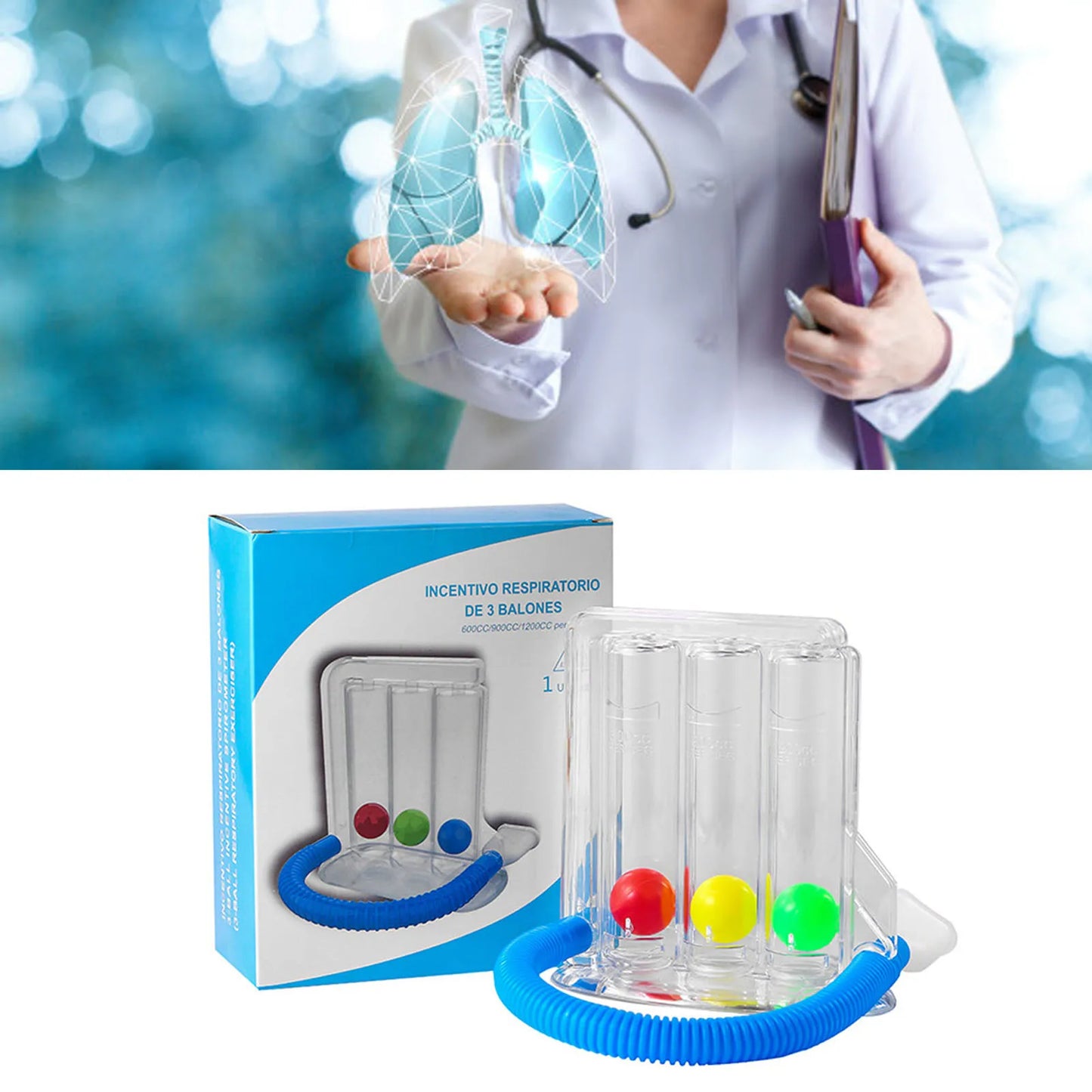 3/4 Balls Breathing Trainer Lung Function Improvement Trainer Respiratory Spirometry Breath Exerciser Measurement Tools