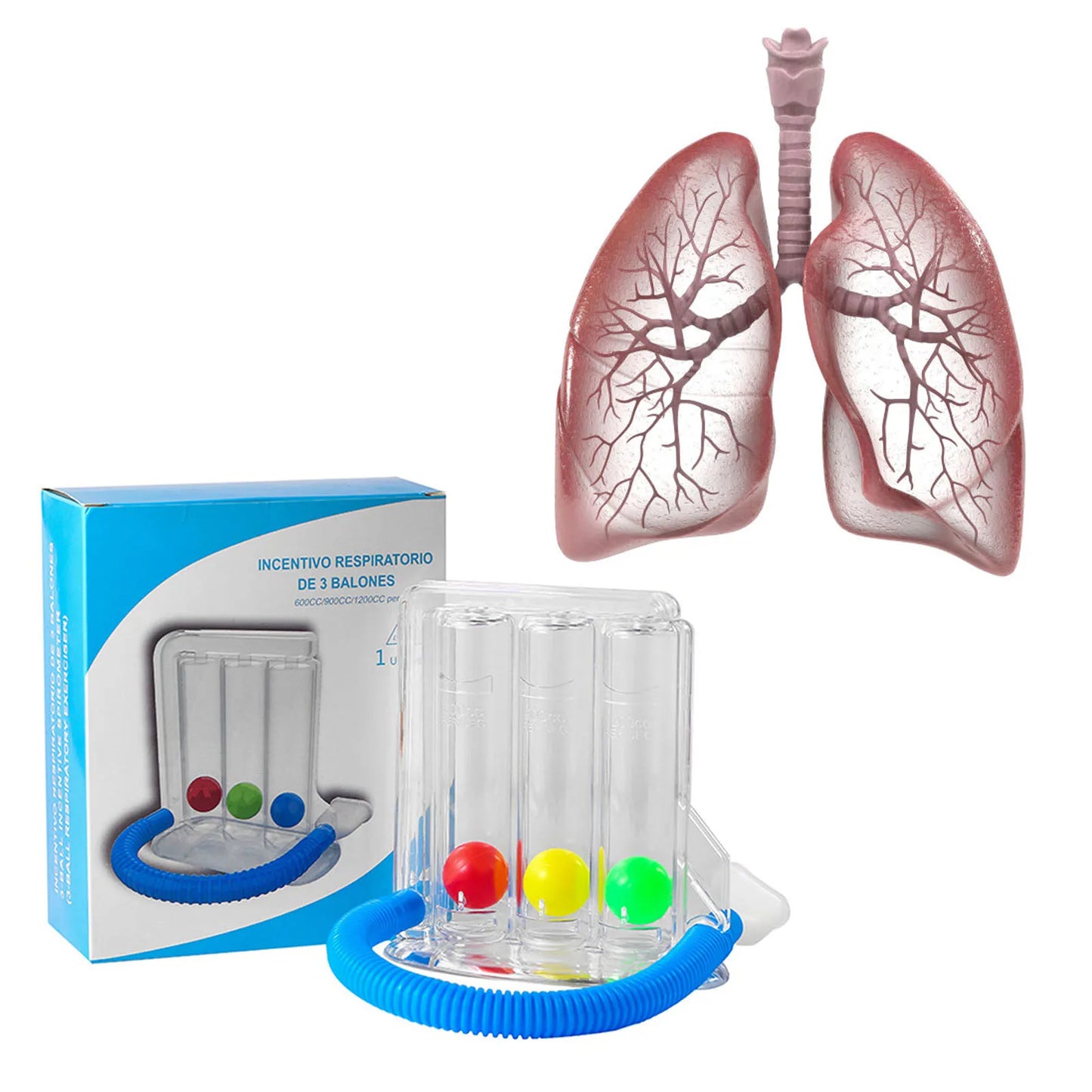 3/4 Balls Breathing Trainer Lung Function Improvement Trainer Respiratory Spirometry Breath Exerciser Measurement Tools