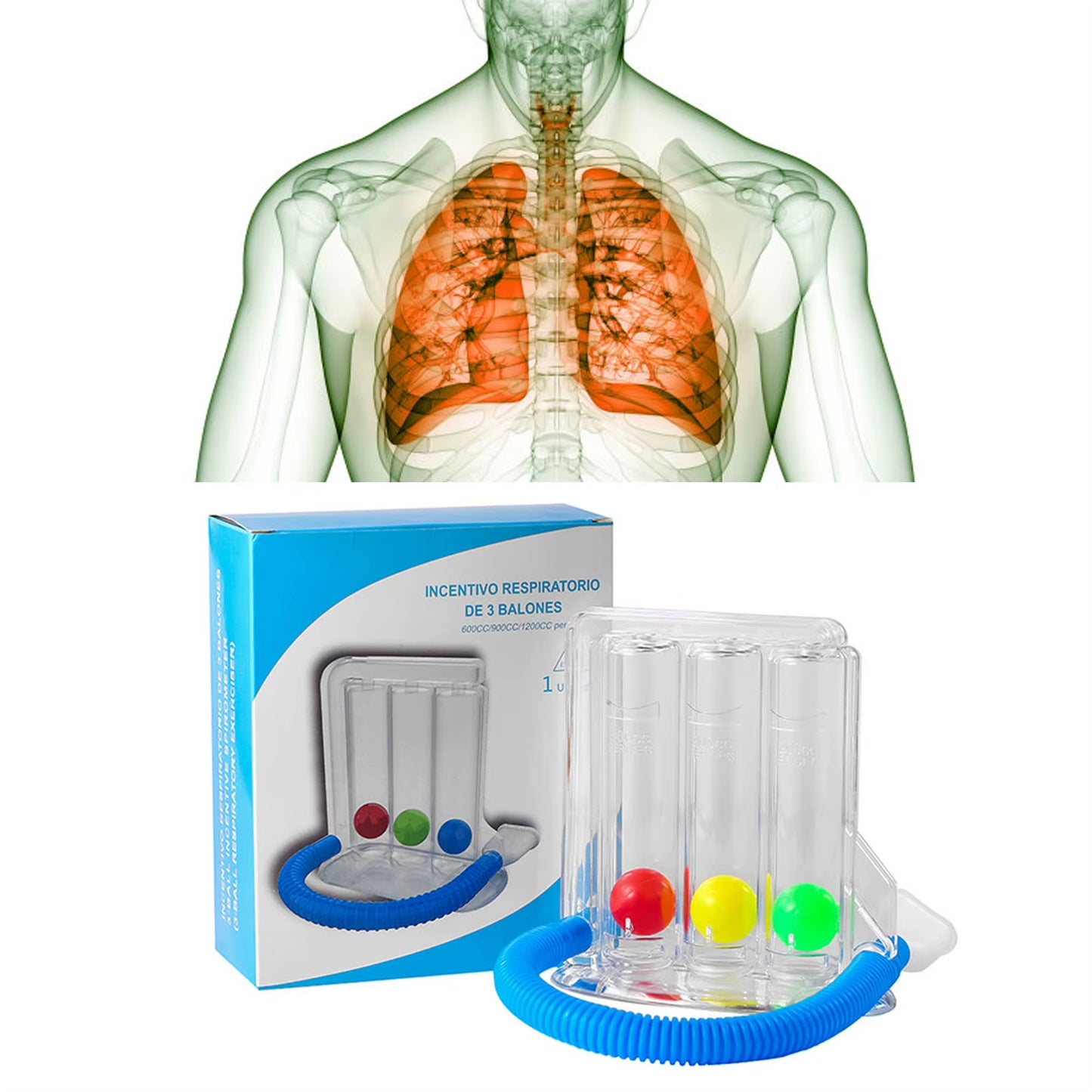 3/4 Balls Breathing Trainer Lung Function Improvement Trainer Respiratory Spirometry Breath Exerciser Measurement Tools